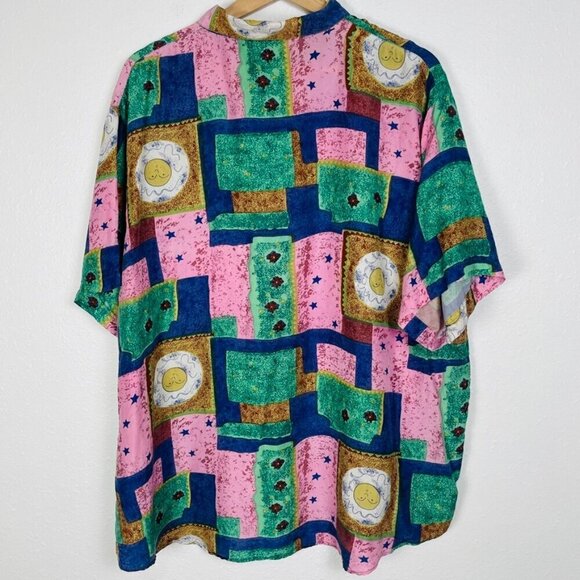 Mens Vintage Stunt Collections Boho Silk Top Size 24 XL/XXL - Picture 8 of 10